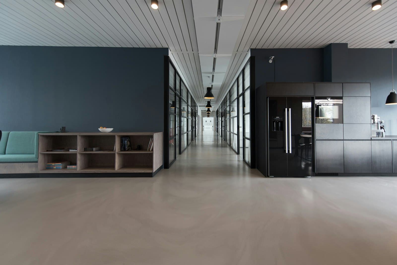 Modern office corridor used for client meetings